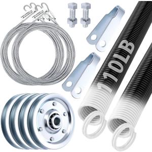 MorningRo Heavy-Duty Double-Looped Garage Door Extension Springs Bundle Springs, 3" Pulleys, and Extension Cables for 7' Feet Garage Door Hardware Parts (110 lb)
