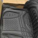 Motor Trend FlexTough 4-Piece Heavy Duty Floor Mats for Cars Trucks SUVs, Automotive Floor Mats Car Mats Full Set Front, Rear & Cargo, Trim-To-Fit Semi-Custom Deep Dish All Weather Rubber Mats - Black