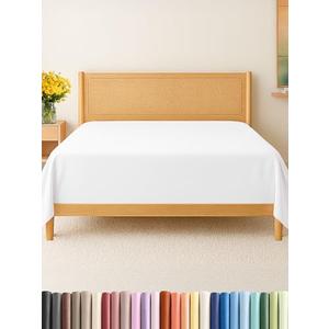 Full Size Flat Sheet - Hotel Quality Top Flat Bed Sheet Only - Ultra-Soft, Comfy, Breathable & Cooling - Fade & Wrinkle Free - Easy-Care, Stain & Shrink Resistant Bedding - Easy-Fit & Oeko-Tex - White