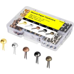Brads for Paper Crafts, 200pcs Multicolor Metal Paper Fasteners, 8x17mm Fasteners for Crafts, Paper Brads, Round Head Fasteners, Split Pin