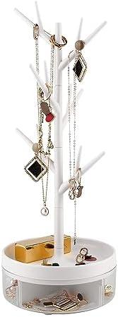 Half Room Branch Jewelry Rack With Rotatable Base and Storage Box Tree Tower Rack Hanging Organizer for Ring Earrings Necklace Bracelet,Suitable for living rooms, bathrooms,offices,etc.