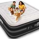 dkesdk Air Mattress Queen with Built in Pump,Comfortable Waterproof Flocked Surface Inflatable Mattress for Temporary Family Stays and Travel,16-Inch Blow Up Mattress Inflates in 3 Minutes, Black