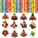36 Sheets Large Size Thanksgiving Make-A-Turkey Stickers,DIY Thanksgiving Crafts,Turkey Crafts,Turkey Games for Family,Party Decorations Gifts Activities
