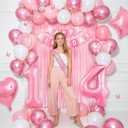 Pink 14th Happy Birthday Decorations for Girls, Pink and White 14th Birthday Party Packs with Foil Number 14 Balloons, Happy Birthday Banner, Fringe Curtains, Birthday Sash Party Supplies