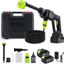 Cordless Pressure Washer,1200PSI Battery Powered with Foam Cannon, 6-in-1 Nozzle, Portable Power Washer for Car, Patio, Home & Garden Cleaning