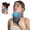 Cervical Traction Device for Neck Pain Relief, Neck Stretcher with Stepless Height Adjustment and Heating, Christmas Gifts for Him/Her/Men/Women/Dad/Mom (Gray-1)