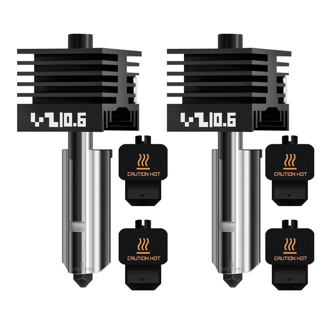 Upgraded 2Pcs 0.6mm X2D/H2C/H2D/H2S/P2S Hotend Kit, High Temp Quick Swap Hardened Steel Nozzle Replacement for Bambu Lab X2D/P2S/H2 Series 3D Printer, Bamboo Extruder Parts with 4 Silicone Sock