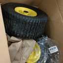 2PCS 15x6.00-6 Lawn Mower Tires, 4 Ply Tubeless 15x6-6 Front Tire Assembly Replacement for Craftsman/John Deere/Cub Cadet Riding Mowers,570lbs Capacity,3" Offset Hub,3/4" Bushing