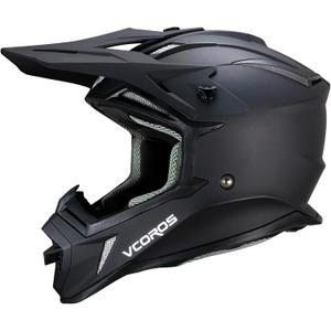 VCOROS Adult Motocross Dirtbike Helmets H637 DOT Approved, Matte Black, Medium