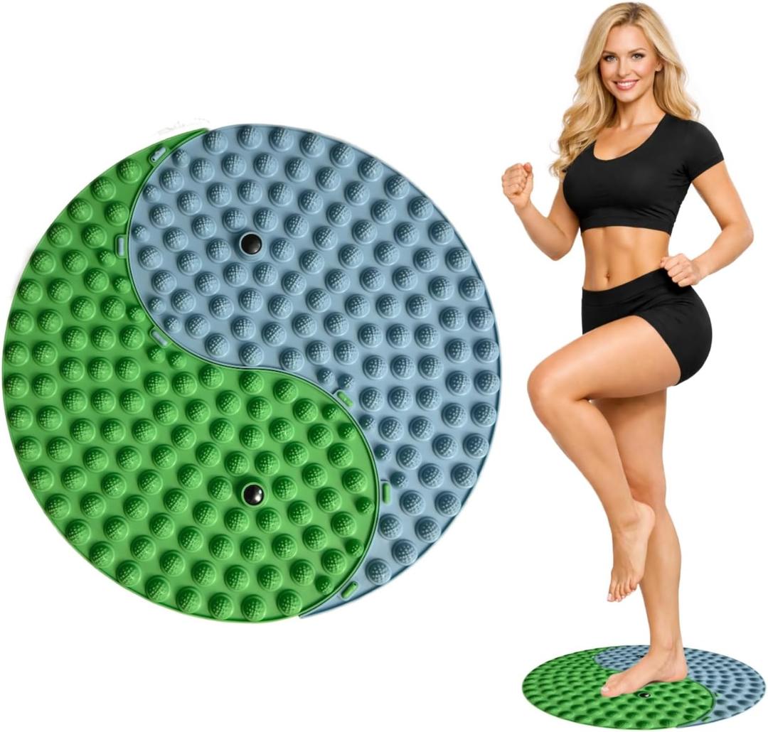 Foot Massager Mat, Yinyang Balance Tai chi Bagua Pattern with Magnetic Therapy, Acupressure Reflexology Mat for Daily Foot Relaxation and Pain Relief, Blue and Green