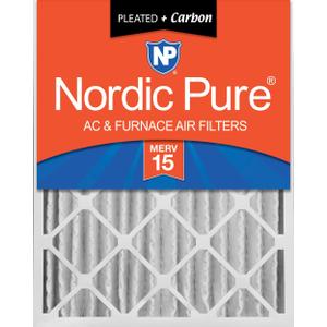 Nordic Pure 20x25x4 (19_1/2 x 24_1/2 x 3_5/8) Pleated Air Filters MERV 15 Plus Carbon 1 Pack