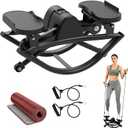 Rocking Steppers Side to Side for Full Body Workout, Quiet Lateral Stair Stepper at Home or Outdoor with Resistance Bands & Non-Slip Mat, 330 LBS Loading Capacity Exercise Equipment
