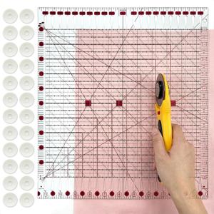 11.5" x 10.5" Quilting Ruler for Precise Fabric Cutting, Slotted Sewing Quilt Strip Rulers, Square Clear Mark Plastic Quilting Ruler, Crafts Template Rulers for Accurate Measurement and Easy Cutting