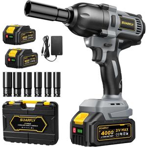 SOARFLY 1/2" Cordless Impact Wrench, 738 Ft-lbs (1000 N.m) Impact Gun