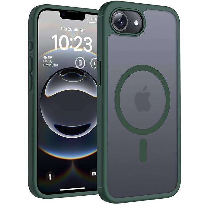 TOCOL Magnetic for iPhone 16e Case, Upgraded Full Camera Protection, Compatible with Magsafe, Drop Protection, Translucent Matte Back Bumper for iPhone 16e 6.1Inch (Alpine Green)