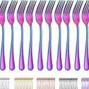 Evanda Rainbow Dinner Fork 12 Pieces, Rainbow Titanium Plating Stainless Steel 8.07inch Forks, Cake Forks, Table Forks,Dessert Forks, Easy To Clean, Dishwasher Safe