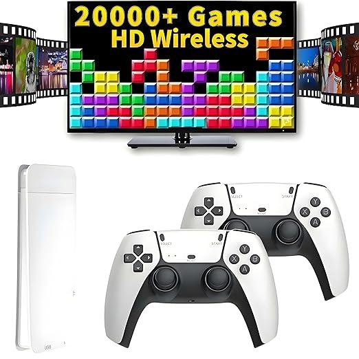 FCHOZY 2026 Upgraded Retro Gaming Console, Classic Video Games with 4K HDMI, 20,000+ Games and 23 Emulators, Nostalgia Game Stick Pro, Upgraded Dual 2.4G Wireless Controllers 64GB (White)