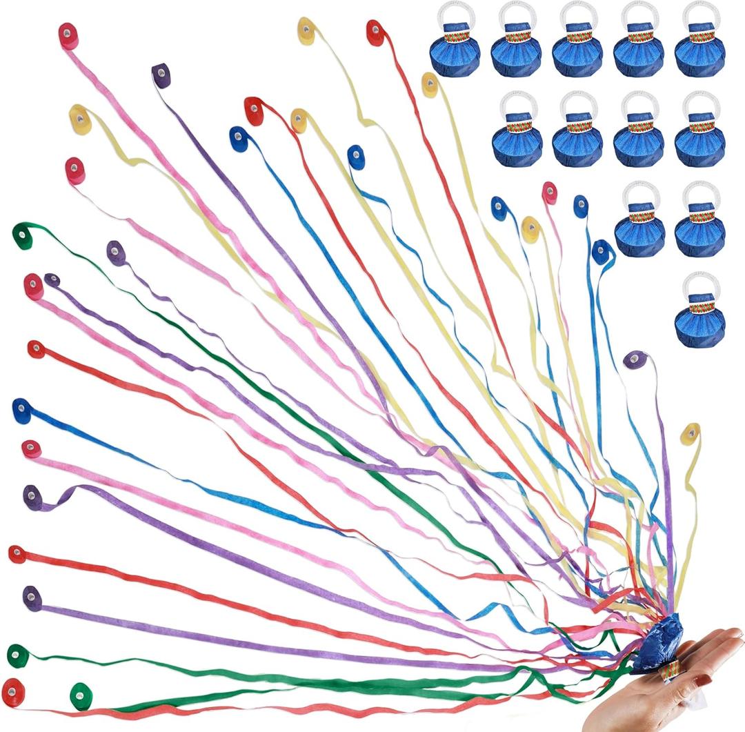 No Mess Streamers,12Pack Colorful No Mess Confetti Poppers,Party Poppers for Birthday,Wedding,Celebrations,School Opening,Graduation,Retirement Party (Blue Multicolor)