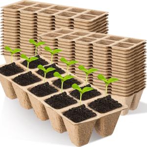 meekoo 1200 Cells Seed Starter Tray 8.66 x 3.14 x 1.77 Inches Peat Pots for Seedlings 12pack Plant Starter Pots Germination Trays Mini Propagator Plant Grow Kit for Garden Flower