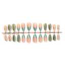 3 x Green French Tip Press On Nails Star False Nails Medium Almond Glossy Artificial Acrylic Full Cover Nude Stick On Nails for Women Manicure 24Pcs