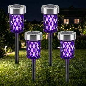 4 Pack Solar Bug Zapper Outdoor Waterproof Mosquito Repellent Outdoor Patio Mosquito Trap & Killer for Moths, Gnats, Flies, Small Flying Insect, Solar Powered Fly Zapper for Garden, Patio, Backyard