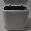 Small Bathroom Trash Can - 3.3 Gallon Plastic Garbage Can with Lid, Press Top & Pop-up Lid, White Slim Design for Kitchen, Office, Bedroom, Pet-Proof Trash Bin with Legs