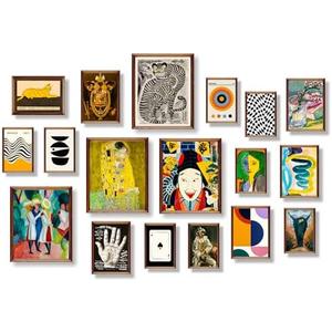 18 PCS Colorful Eclectic Wall Art Decor, Famous Artist Posters ,Eclectic Room Decor Aesthetic, Vintage Maximalist Wall Decor, French Country Decor Botanical Boho Wall Decor for Bedroom Dorm (L1)