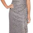 Alex Evenings Women's Long Sleeveless Mother of the Bride Dress w/Cascade Ruffle & Front Slit, Charcoal, 6P