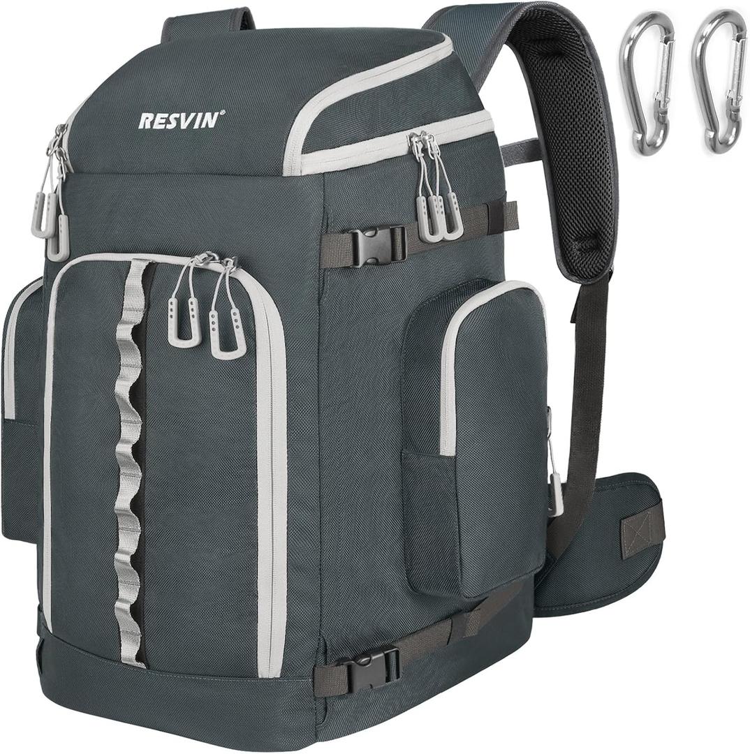 Ski Boot Bag, 65L Durable Travel Backpack, 1680D Nylon Waterproof Snowboard Boot Bag, Skiing and Snowboarding Travel Luggage for Helmet, Goggles, Gloves, Outerwear & Accessories (Grey)