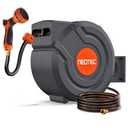 Upgraded Retractable Garden Hose Reel 5/8 inch x 100 ft Wall-Mounted 9 Pattern Nozzle Any Length Lock Automatic Slow Return 180° Swivel UV Resistant Heavy Duty Hose Reels for Outside