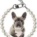 0.55 inch Big Pearl Dog Collar,Suit for Medium Large Dog,Occasions and Garden Party,Strong Stainless Steel Wire Rope,Elegant Exquisite Adjustable Dog Pearl Necklace (15.7"-17.7"(Inner Circumference), Champagne)