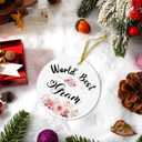 3 x World's Best Gram Christmas Mothers Day Birthday Ceramic Ornaments Gifts for Gram Grandma from Grandkids Grandson Granddaughter, Grandma Christmas Tree Haning Ornaments Decorations, 3x3In