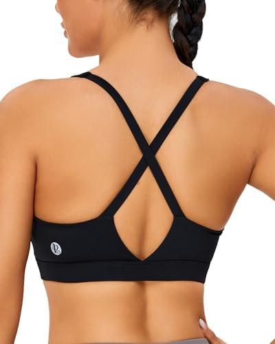 RUNNING GIRL Sports Bra for Women High Support, Molded Cup High Impact Sports Bras with Sewn in Pads Strappy Running Bra, XL