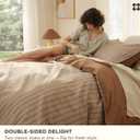 Bedsure Striped Duvet Cover King Size, 100% Washed Cotton PureWoven Duvet Cover Linen Like Textured, Classic Striped Pattern Enhances Bedroom Comfort and Style, Stripes Camel/Brown, 104"x90"