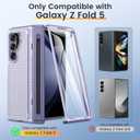 VEGO for Samsung Galaxy Z Fold 5 Case, with S Pen Holder [Hinge Protection][Built-in Screen Protector & Invisible Kickstand] Full Body Shockproof Anti-Slip Rugged Phone Cover for Z Fold 5 -Purple