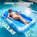 78"x50" Inflatable Tanning Pool Lounger Float with Sprinkler, Extra Large Pool Floats Adult with Pillow 6 in 1 Suntan Tub Raft Floatie with Food Drink Holder, Blow Up Tanning Bed for Summer Pool Party