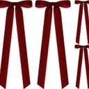 4 PCS Burgundy Velvet Bows for Christmas Tree, 23.5 X 8.7 Inches Large Christmas Bow, Big Vintage Christmas Decor for Wreath