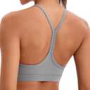 Women's Sports Bras Y Back Racerback Removable Padded Strap Yoga Bras Low Impact Workout Top (Medium, Light Grey)