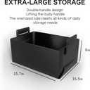 Easy Folding Storage Box, 30L Foldable with Handle Cargo Storage Area - Towels, Books, Fabrics, Office Woven Baskets, Baby Laundry Room, Toy or Car Luggage Storage Black (2 pieces)