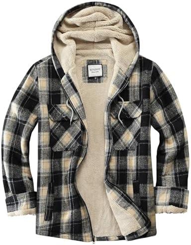 WINDFIT Women's Full Zip Fleece Flannel Jacket Plaid Sherpa Lined Jacket for Women L