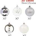 Every Day is Christmas Ornaments, Shatterproof Christmas Tree Ornament Set, Christmas Balls Decoration 35 Count (2.75"/70mm, White Silver)