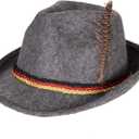 Swiss, German Alpine Bavarian Oktoberfest Felt Hat Cap w/Feathers, Adult, Unisex