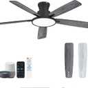 Ceiling Fans With Lights,52 Inch Smart Ceiling Fan, Remote/App Control, Compatible with Alexa/Google Assistant,Reversible,Dimmable,Adjustable Color Temperature,6 Speeds,Timer(Gray) (Black and Gray)