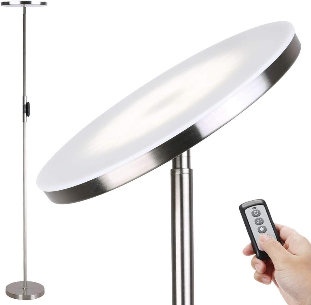 Floor Lamp,30W/2400LM Sky LED Modern Torchiere 3 Color Temperatures Super Bright Floor Lamps-Tall Standing Pole Light with Remote & Touch Control for Living Room,Bed Room,Office (Brushed Nickel) Floor Lamp,30W/2400LM Sky LED Modern Torchiere 3 Color Temperatures Super Bright Floor Lamps-Tall Standing Pole Light with Remote & Touch Control for Living Room,Bed Room,Office (Brushed Nickel)