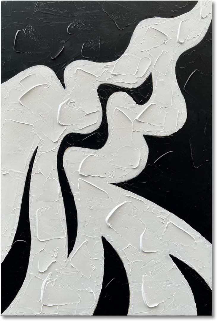 NANKAI Contemporary Minimalist Black and White Art Painting 36x24 Inches Abstract Art Painting Office Home Wall Decoration (Nkhb060)