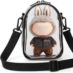Large Figure Display Case,Clear Crossbody Doll Bag,Protective Case for 17cm Doll Accessories,Storage Bag for Figures. (No Dolls)