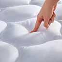 SLEEP ZONE Full Size Mattress Pad Protector, Quilted Fitted Bed Mattress Topper, Elastic Fitted Mattress Cover Stretches up to 21 Inches Deep, Machine Washable (White)