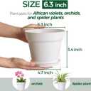 T4U 6 Inch Plant Pot 8-Pack, Plastic Planter with Drainage Hole and Saucer, Decorative Nursery Pots Bulk for African Violet, Snake Plant, Succulent, Herb and Plants Indoor (8 Pcs 6" Pots, White)