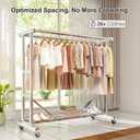 Stainless Steel Rolling Clothes Rack, 55 Inch Large Size, 700 LBS Capacity