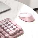 Wireless Keyboard and Mouse Combo, 2.4GHz USB Receiver, Plug and Play, Retro Full Size Typewriter Keyboard and Wireless Mouse for Computer, Laptop, Windows, Mac, and PC (Pink)